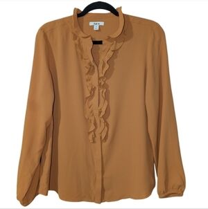 Bar III Women's Camel Ruffle Blouse